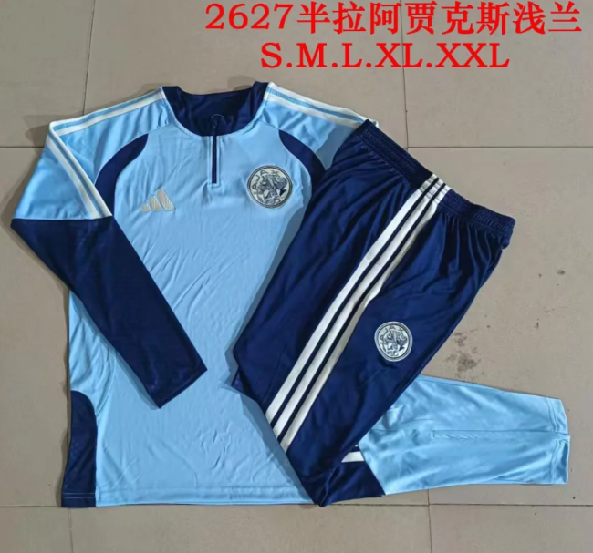 2026-2027 Ajax Light Blue Soccer Training Sweater and Pants Football Kit