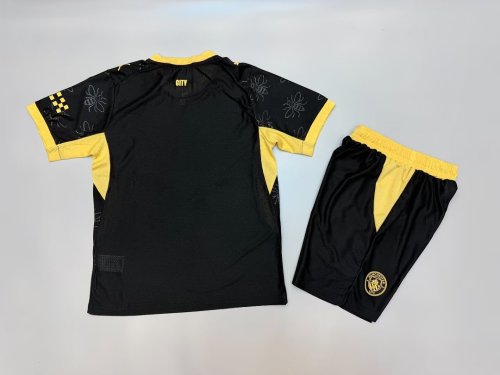 Player Version Youth Uniform Kids Kit 2026-2027 Manchester City Away Black Soccer Jersey Shorts Child Football Set