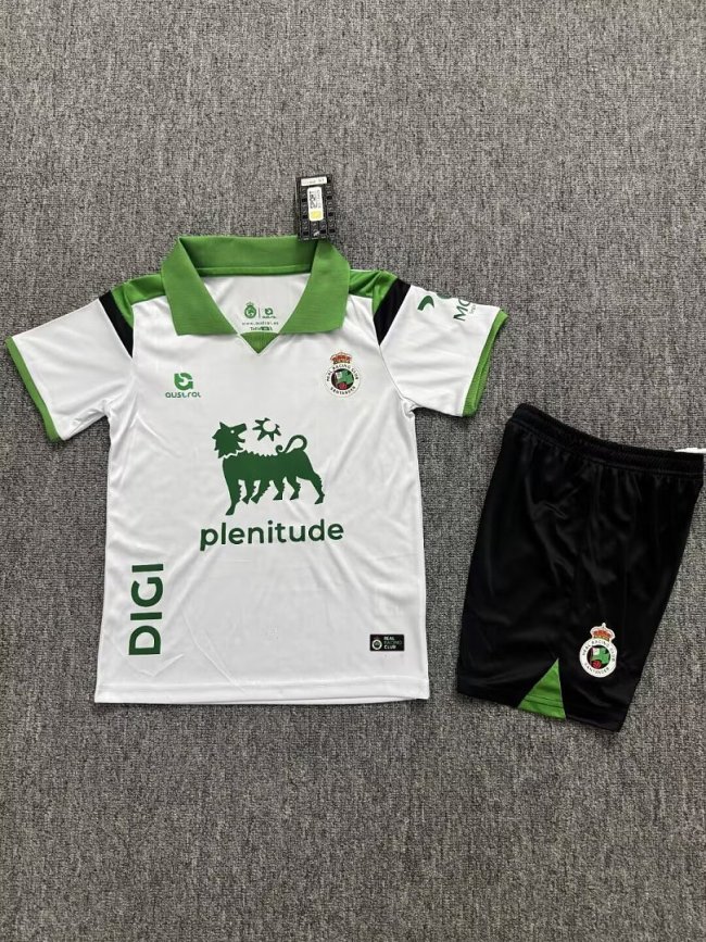 Youth Uniform Kids Kit 2026-2027 Racing Santander Home Soccer Jersey Shorts Child Football Set