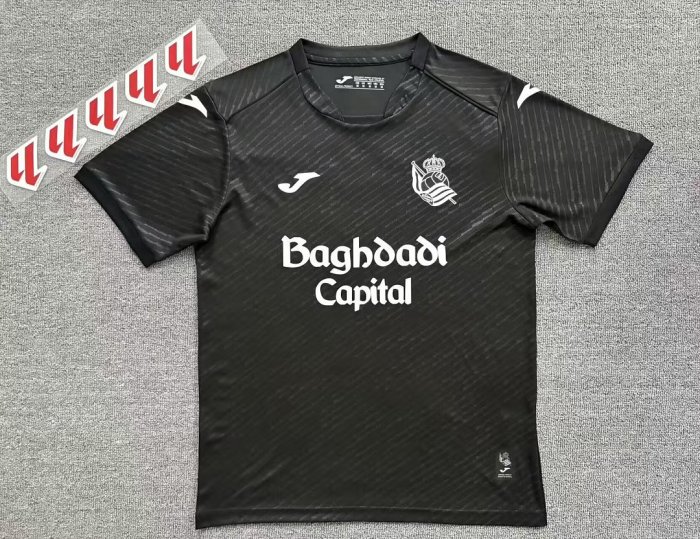with Laliga Patch Fan Version 2026-2027 Real Sociedad Away Black Soccer Jersey Football Shirt