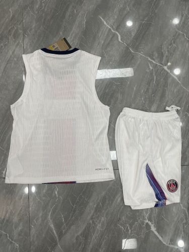 Player Version Youth Uniform 2026-2027 PSG Away White Soccer Training Vest and Shorts Football Kits