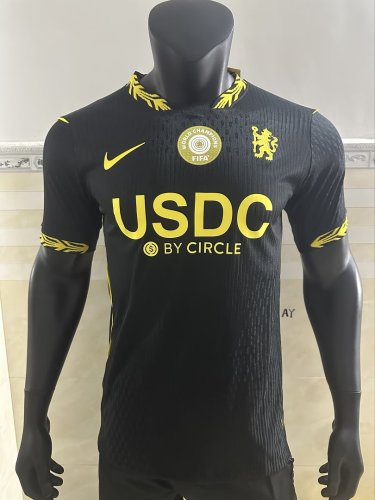 with Sponor Logo+Club World Cup Badge Player Version 2026-2027 Chelsea Away Black Soccer Jersey Football Shirt