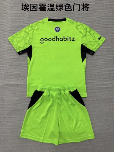 Youth Uniform Kids Kit 2026-2027 PSV Eindhoven Green Goalkeeper Soccer Jersey Shorts Child Football Set