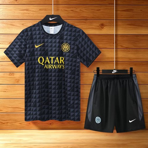 Adult Uniform 2026-2027 Inter Milan Black/Grey Soccer Training Jersey and Shorts Football Kits
