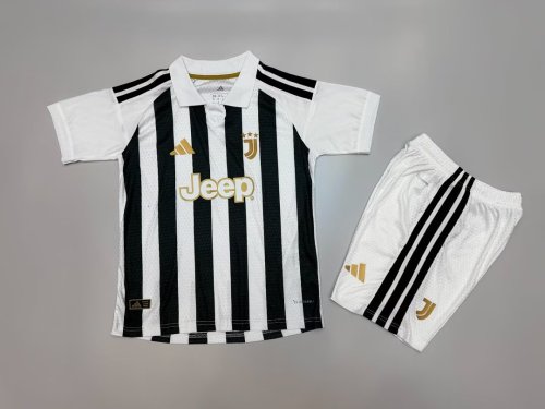 Player Version Youth Uniform Kids Kit 2026-2027 Juventus Home Soccer Jersey Shorts Child Football Set