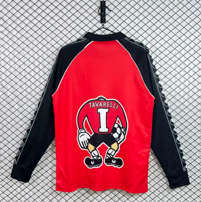 Long Sleeve Retro Jersey 2002 Club Olimpia Red Goalkeeper Soccer Jersey Olímpia Futebol Clube Vintage Football Shirt