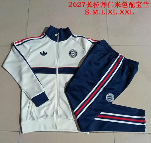 2026-2027 Bayern Munich White/Dark Blue Soccer Tracksuit Jacket Football Jacket and Pants