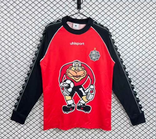 Long Sleeve Retro Jersey 2002 Club Olimpia Red Goalkeeper Soccer Jersey Olímpia Futebol Clube Vintage Football Shirt