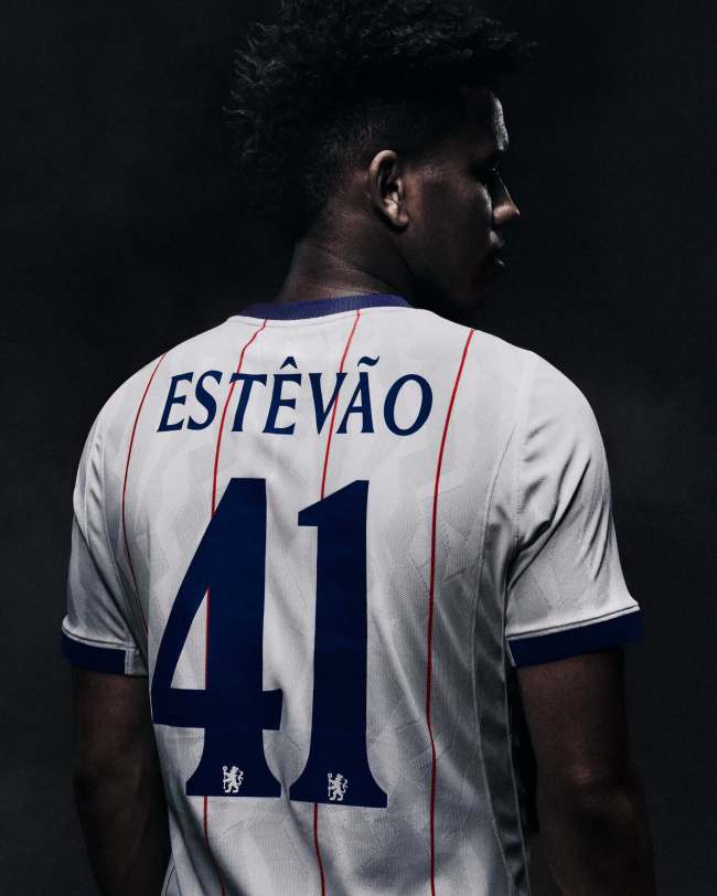with Sponor Logo+Club World Cup Badge Player Version 2026-2027 Chelsea ESTEVAO 41 Third Away White Soccer Jersey Football Shirt
