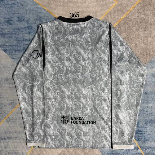 Long Sleeve Barca Camisetas de Futbol 2026-2027 Barcelona Grey Goalkeeper Soccer Jersey