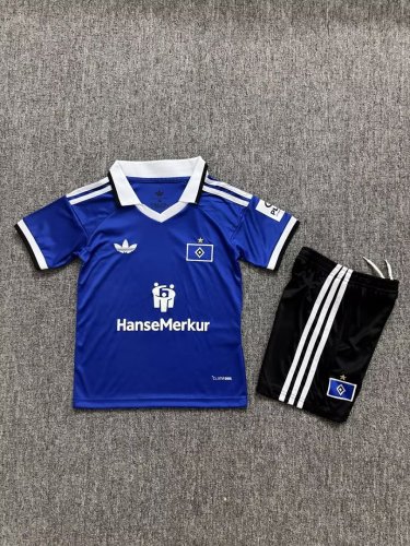 Youth Uniform Kids Kit 2026-2027 Hamburg Away Blue Soccer Jersey Shorts Child Hamburger Football Set