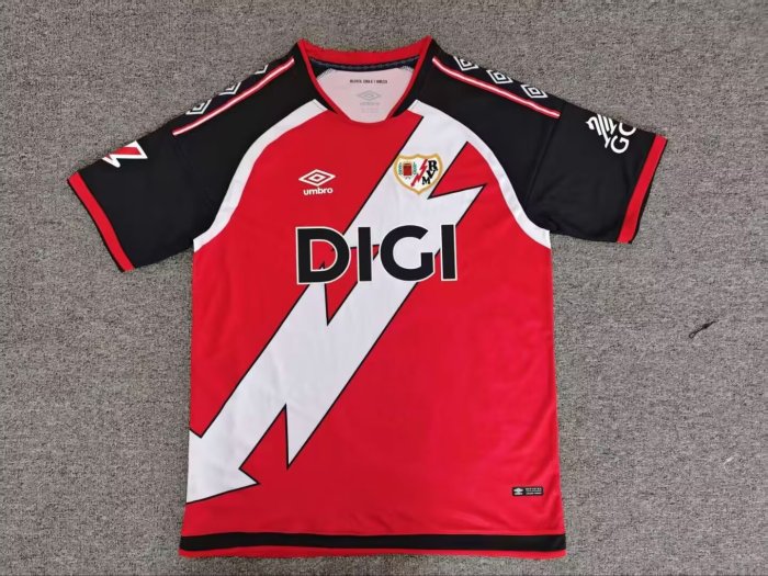 with LALIGA Patch Fans Version 2026-2027 Rayo Vallecano Away Red Soccer Jersey Football Shirt