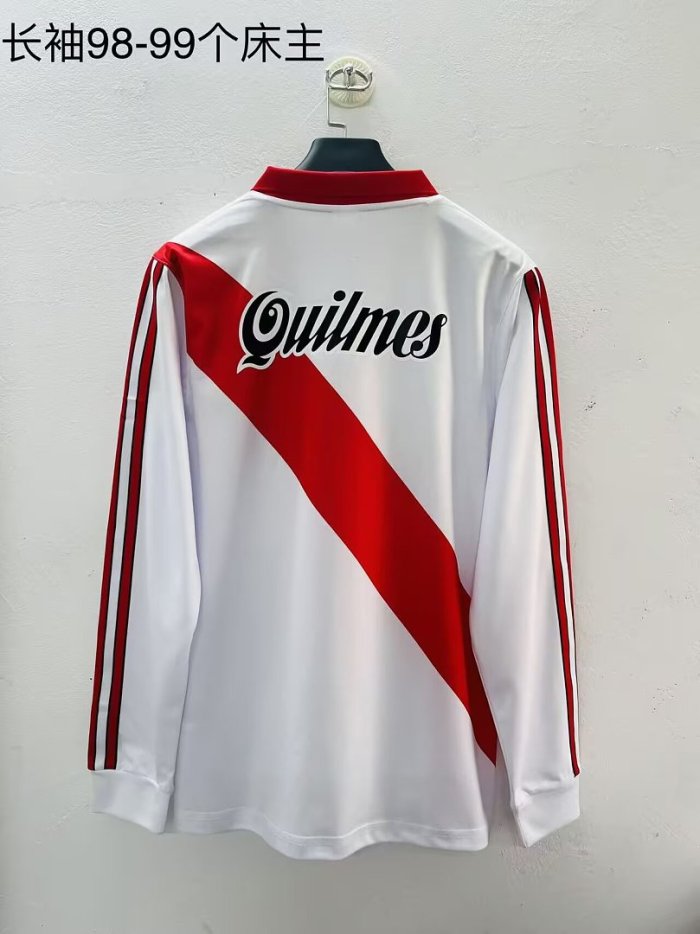 Long Sleeve Retro Jersey 1998-1999 River Plate Home Soccer Jersey Vintage Football Shirt