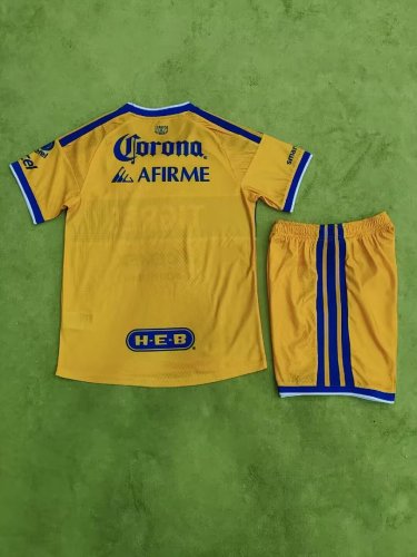 Player Version Youth Uniform Kids Kit 2026-2027 Tigres Home Soccer Jersey Shorts Child Football Set