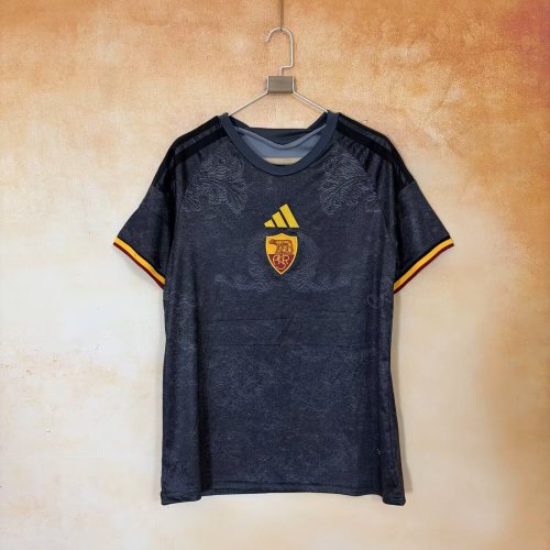 without Sponor Logo Fan Version 2026-2027 As Roma Third Away Black Soccer Jersey Football Shirt