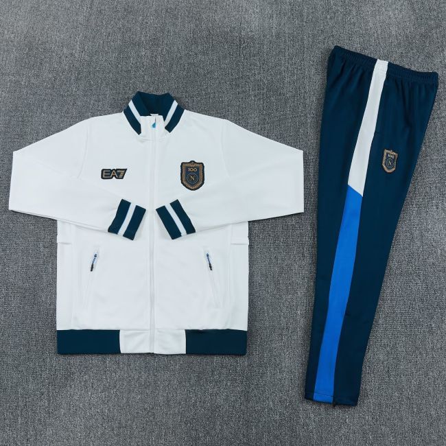 2026-2027 Napoli White Soccer Tracksuit Jacket Football Jacket and Pants
