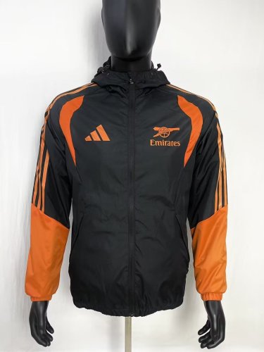 2026 Arsenal Black/Orange Soccer Windbreaker Jacket Football Jacket
