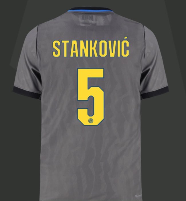 Fan Version 2026-2027 Inter Milan STANKOVIC 5 Third Away Grey Soccer Jersey Inter Football Shirt