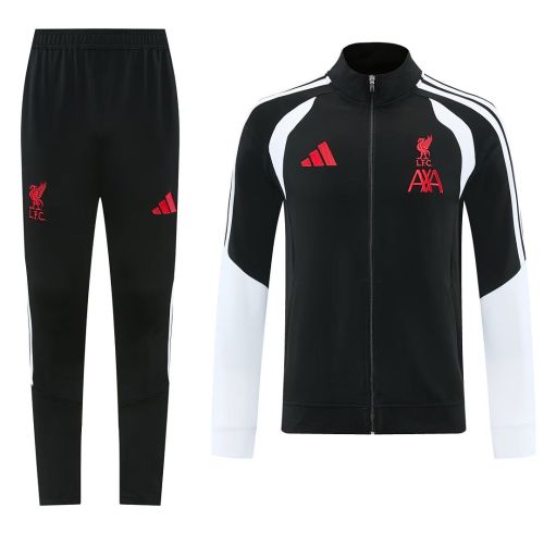 2026-2027 Liverpool Black/White Soccer Tracksuit Jacket Football Jacket and Pants