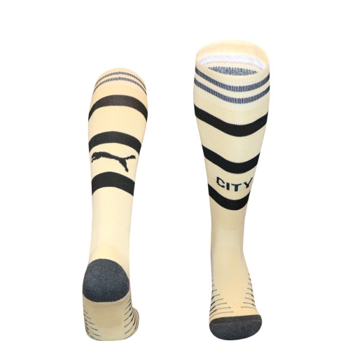 Youth/Adult 2026-2027 Manchester City Away Yellow Soccer Socks Football Socks