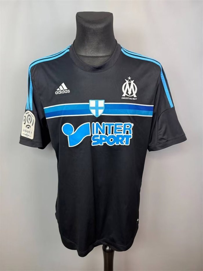 with LIGUE 1 Patch Retro Jersey 2014-2015 Marseille Third Away Black Soccer Jersey Vintage Football Shirt