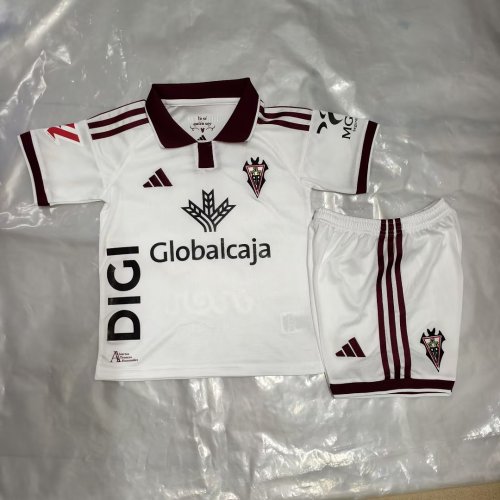 with LALIGA Patch Youth Uniform Kids Kit 2026-2027 Albacete Home Soccer Jersey Shorts Child Football Set