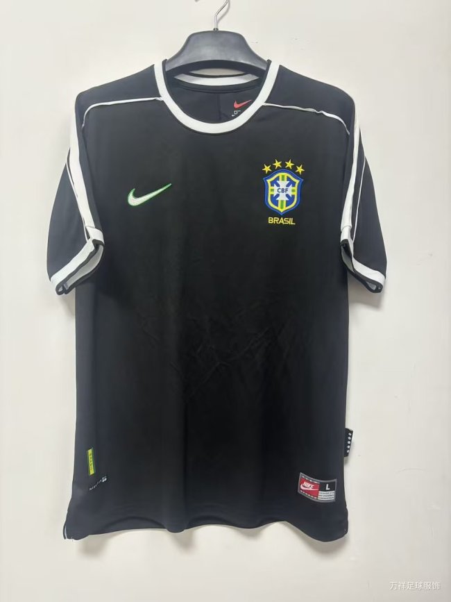 Retro Jersey 1998 Brazil Black Soccer Jersey Vintage Brasil Football Shirt