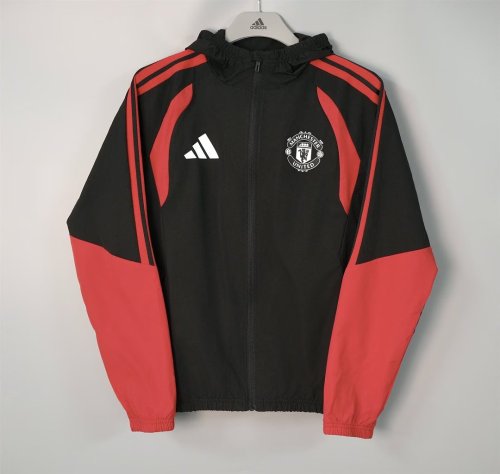 2026-2027 Manchester United Black/Red Soccer Windbreaker Jacket Football Jacket