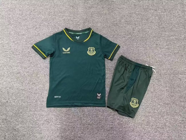Youth Uniform Kids Kit 2026-2027 Everton Third Away Green Soccer Jersey Shorts Child Football Set