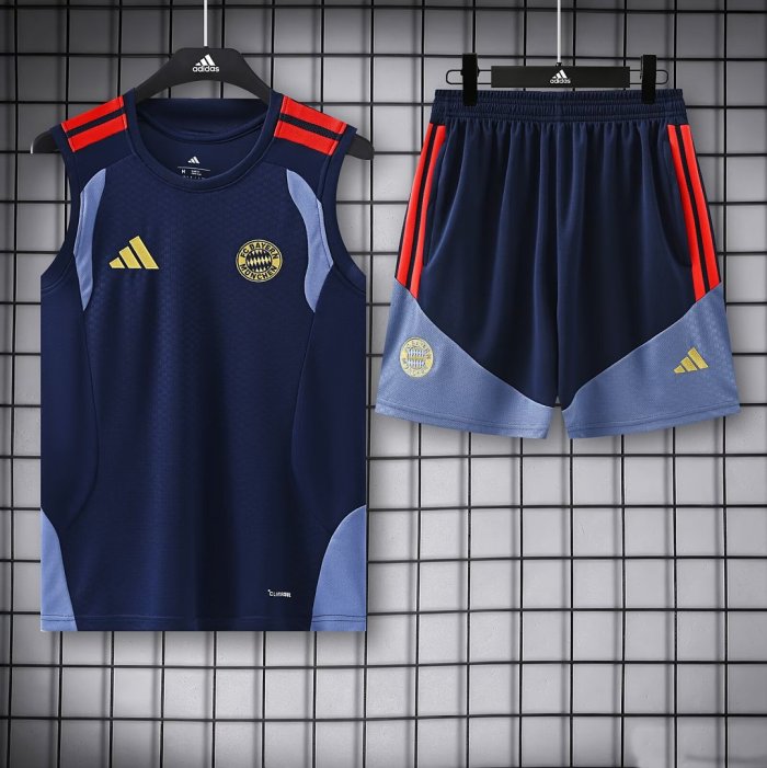Adult Uniform 2026-2027 Bayern Munich Dark Blue Soccer Training Vest and Shorts Football Kits