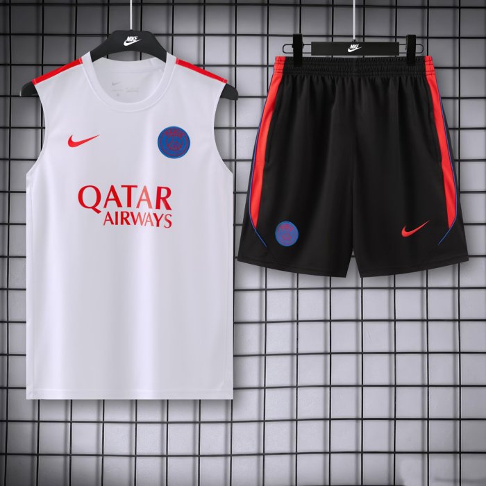 Adult Uniform 2026-2027 PSG White Soccer Training Vest and Shorts Football Kits