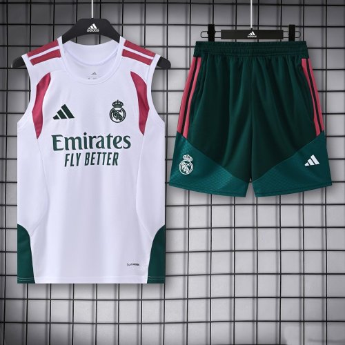 Adult Uniform 2026-2027 Real Madrid White/Green Soccer Training Vest and Shorts Football Kits