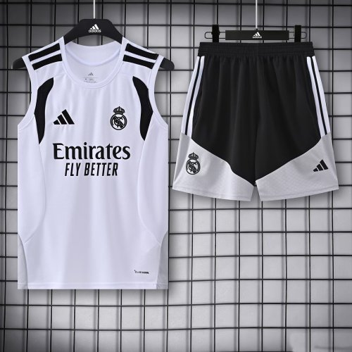 Adult Uniform 2026-2027 Real Madrid White/Black Soccer Training Vest and Shorts Football Kits