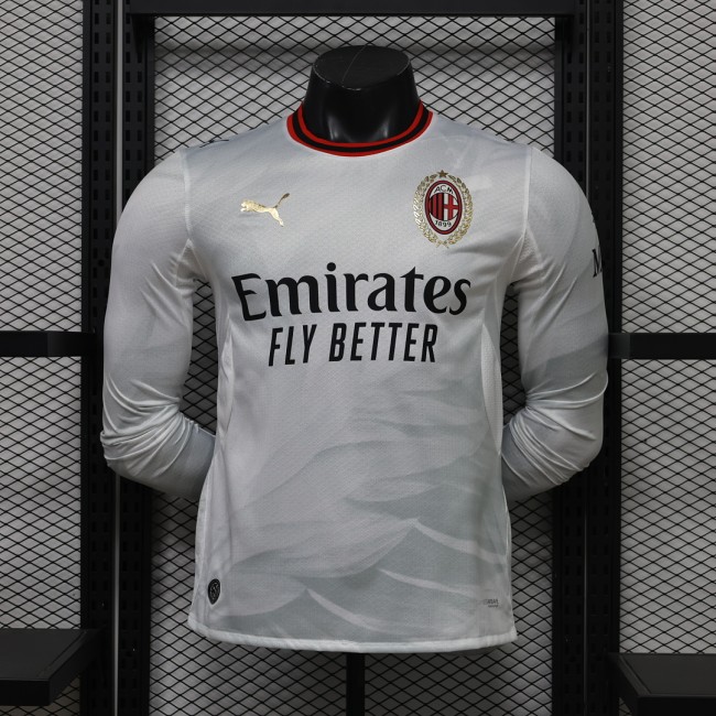 Long Sleeve Player Version 2026-2027 AC Milan Away White Soccer Jersey AC Football Shirt
