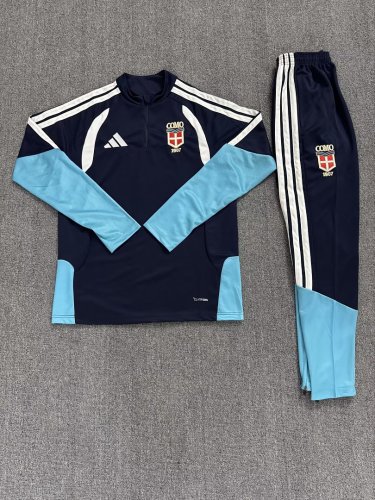 2026-2027 COMO Dark Blue Soccer Training Sweater Jacket Football Jacket and Pants