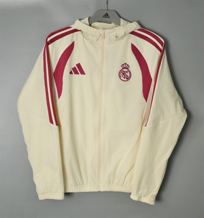 2026 Real Madrid Light Yellow Soccer Windbreaker Jacket Football Jacket