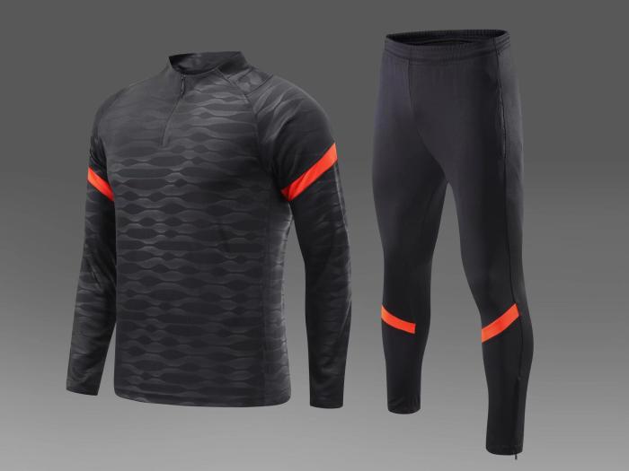 Black DIY Soccer Training Uniforms Blank Soccer Sweater Custom Football Pants