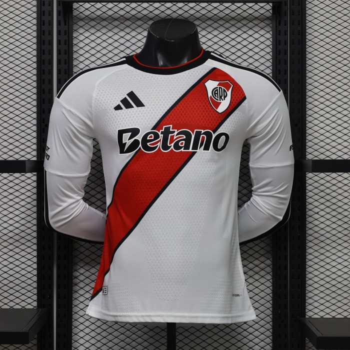 with Sponor Logo Long Sleeve Player Version 2026-2027 River Plate Home Soccer Jersey Football Shirt