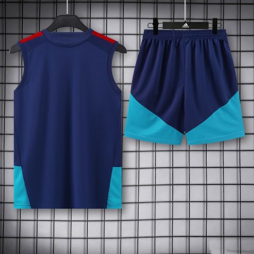 with 2 Stars Adult Uniform 2026-2027 Spain Dark Blue Soccer Training Vest and Shorts Football Kits