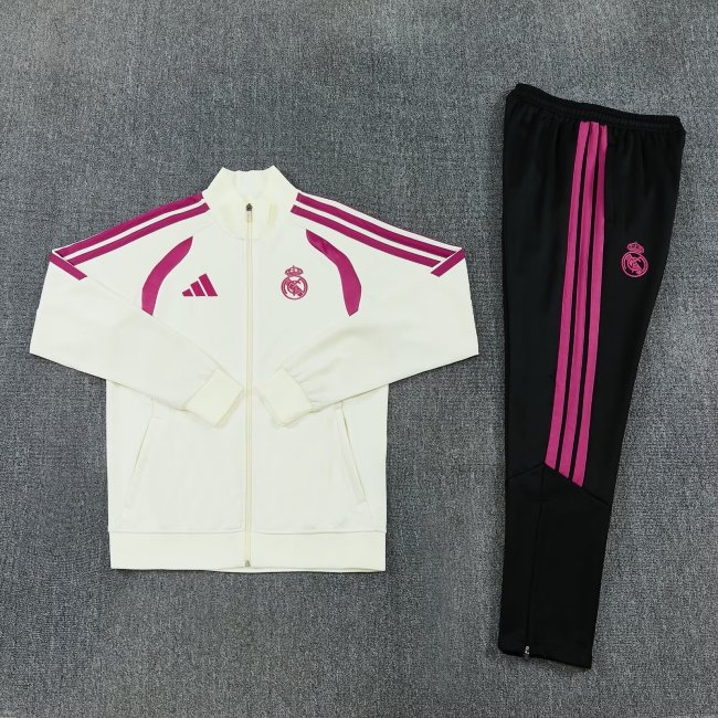 2026-2027 Arsenal White/Pink Soccer Tracksuit Jacket Football Jacket and Pants