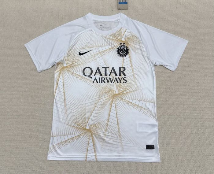 Fan Version 2026-2027 PSG White/Gold Soccer Jersey Paris Football Maillot