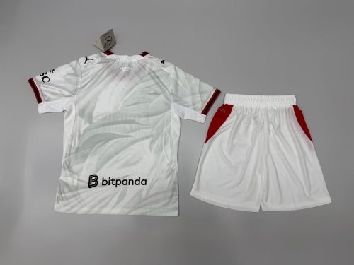 Player Version with White Shorts Youth Uniform Kids Kit 2026-2027 AC Milan Away White Soccer Jersey Shorts Child Football Set