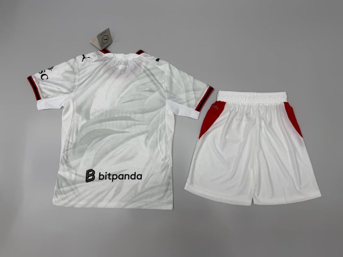 Player Version with White Shorts Youth Uniform Kids Kit 2026-2027 AC Milan Away White Soccer Jersey Shorts Child Football Set