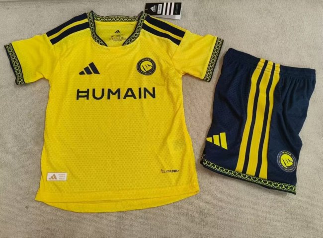 Player Version Youth Uniform Kids Kit 2026-2027 Al Nassr Home Soccer Jersey Shorts Riyadh Victory Child Football Set