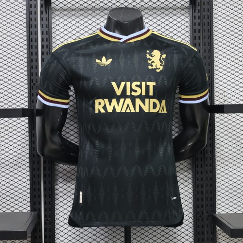 with Sponor Logo Player Version 2026-2027 Aston Villa Away Black Football Shirt Soccer Jersey