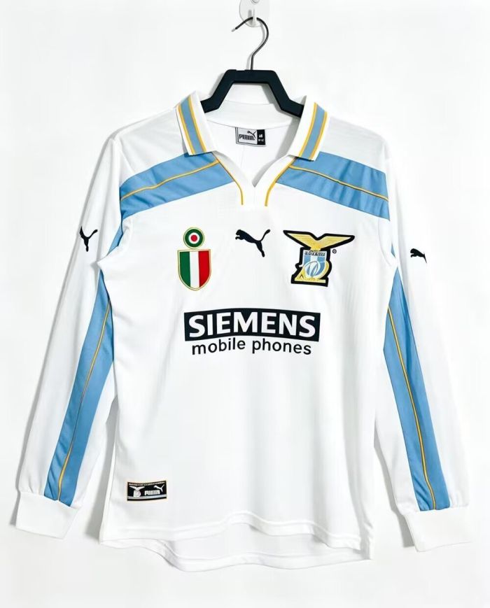 Long Sleeve Retro Jersey 2000-2001 Lazio Home Soccer Jersey Vintage Football Shirt