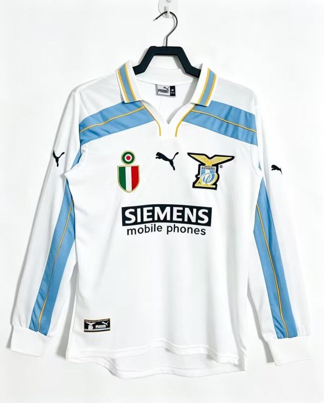 Long Sleeve Retro Jersey 2000-2001 Lazio Home Soccer Jersey Vintage Football Shirt