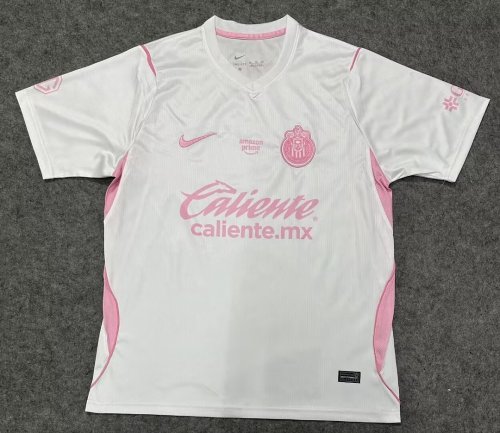 Fan Version 2026-2027 Chivas White/Pink Soccer Jersey Football Shirt