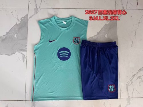 Adult Uniform 2026-2027 Barcelona Light Green Soccer Training Vest and Shorts Football Kits
