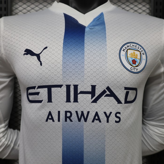 Long Sleeve Player Version 2026-2027 Manchester City Away White Soccer Jersey Man City Football Shirt